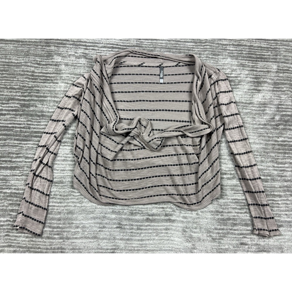 Charlotte Russe Cardigan Womens Large Taupe Striped Open Back Draped T2992